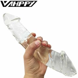 Dildos/Dongs Huge double glass dildo fake penis crystal anal long dildos butt plug g-spot female masturbation Sex toys for women men gay shop L230303