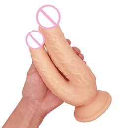 Dildos/Dongs Huge Double Dildos Double Penetration Vagina and Anus Soft Skin Feel Penis Double Headed Phallus Sex Toys for Women Masturbation L230303