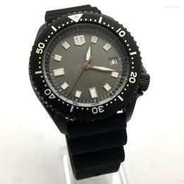 Wristwatches 42MM Diving Watch Automatic Mechanical Male Movement Aseptic Grey Dial Black Case Strap PARNSRPE S010