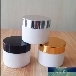 20g 30g 50g White Glass Cream Jar - Empty Cosmetic Sample Container, Travel Refillable Makeup Sample packaging Bottle