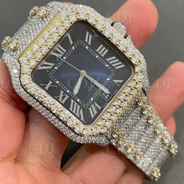 2023Hip Hop Watch Yellow Gold Plated Blue Round Natural Diamond