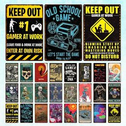 Keep Out Warning Vintage Tin Sign Metal Plate Gamer At Work Wall Decoration For Bar Pub Club Garage Danger Man Cave Wall Decor Personalised Tin Signs Size 30X20CM w01