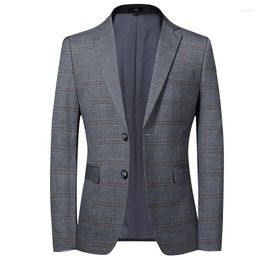 Men's Suits Brand Men Blazer Personality Wild Men's Suit Jacket High Quality Fashion Gray Plaid Slim Fit Coat Male