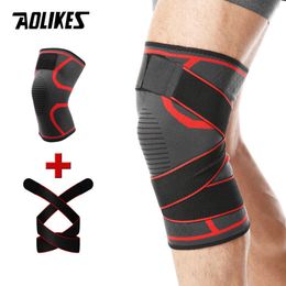 Elbow Knee Pads AOLIKES 1PCS Sports Kneepad Men Pressurised Elastic Bandage Knee Pads Support Fitness Gear Basketball Volleyball Brace Protector J230303