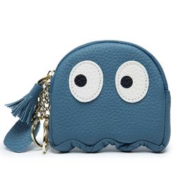 Wallets Top Layer Durable Cow Leather Soft Comfortable Fashion Girls Coins Purse Cute Ghost Design Small Items Cowhide Lovely Handy BagL230303