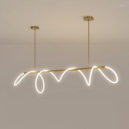 Chandeliers Nordic Led Strip Chandelier Lamp Post-modern Art Silicone Hose Hanging Light Minimalist Line Restaurant Pendant Bar Fixture