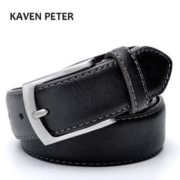Belts Fashion Man Belt Cowhide Leather Belts for Men Brand Strap Male Pin Buckle Casual Men's Leather Belts For Jeans For Man Z0228