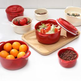 Dinnerware Sets Japanese Cover Lunch Box Round Plastic Eco Friendly Solid Colour Simple Storage Boite Rangement Kitchen Dining Bar EC50FH