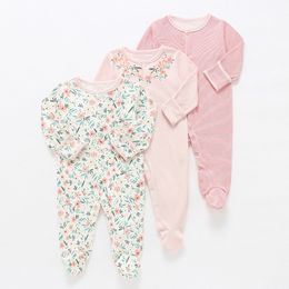 Jumpsuits Baby Rompers 3pcs Flower Sleepsuit Baby Girl Pyjamas born Boy Clothes Baby Girl Romper Infant Baby Jumpsuit Underwear Cotton 230303