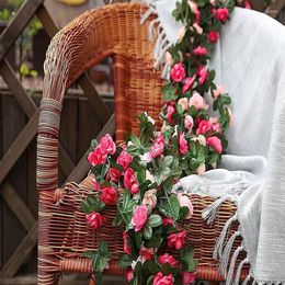 Decorative Flowers 4Pack Fake Rose Vine Plants 2.5m Artificial Flower Hanging Garlands For Home El Off