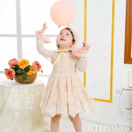 Girl's Dresses Spring Summer New Spanish Style Lace Dress Female Baby Princess Skirt Full Moon One-Year-Old Tutu Skirt 3 -psc Set