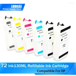 Ink Refill Kits 130ml LuoCai Cartridge For 72 Designjet T1100 T1120 T1200 T1300 T610 T620 T770 T790 T2300 With Chip