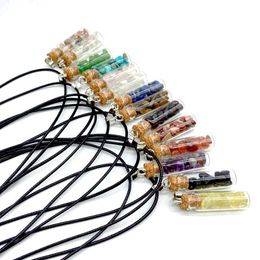 Handmade Energy Crystal Stone Cute Glass Bottle Pendant Necklaces For Women Men Lovers Party Chain Jewelry
