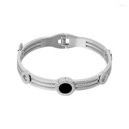 Bangle Titanium Steel Stick Black Brick Bracelet With Drill Open Cuff Bangles Couple African Fashion Jewellery Dubai Gifts For Women Girl