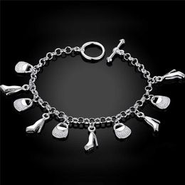 Link Bracelets Chain Buy 10 Get One FreeBracelet Silver Colour Jewellery Fashion Women Wedding Shoe Charms Cute Nice BeautifulLink