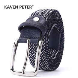 Belts Mixed Color Elastic Belt Men Woven Elastic Stretch Belt Braided Knitted Stretch Belt With Covered Buckle138" Wide High Quality Z0228