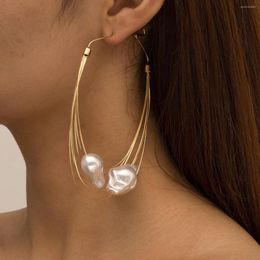 Dangle Earrings Women's Retro Big Pearl Hoop Layered Fashion Accessories Korean Wedding Jewellery Gifts 2023