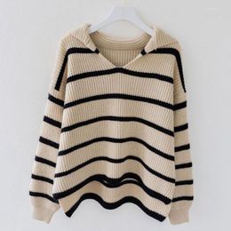 Big Sale Women's Sweaters 2023 Women Sweater Knitted Fall Pullovers Ladies Casual Striped Sailor Collar Loose Winter Jumpers Female