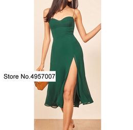 Casual Dresses Elfbop Stylish Women/Ladies Green Solid Color Tube Top Strap Midi DressCasual