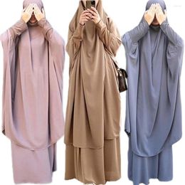 Ethnic Clothing Eid Muslim Women Hijab Dress Prayer Garment Set Jilbab Full Cover Ramadan Long Khimar Gown Abaya Islamic Clothes Niqab Burqa