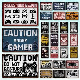 Game Zone Tin Sign Metal Signs Vintage Gamer Art Decor Work Warning For Home House Club Game Room Man Cave Wall Home Decoration personalized Tin Signs Size 30X20CM w01