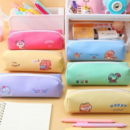 Pcs/lot Cartoon Panda Dinosaur Animal Pencil Case Cute Dog PU Leather Pen Bag Box Stationery Pouch Office School Supplies