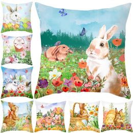 Pillow Easter Decoration Pillowcase Sofa Case Bed Cover Home Party Watercolor Throw 45cm