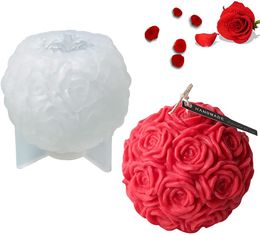 Craft Tools Large Rose Ball Candle Molds 3D Flowers Silicone Mould Resin Casting Mold For DIY Making Valentine's Day Gifts