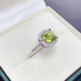 Cluster Rings YULEM Arrival Natural Peridot Ring For Women Sterling 925 Silver With Sugar-Loaf Cut Engagement Fine Jewellery Gift
