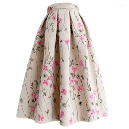 Skirts Autumn Winter Thick Woolen Ball Gown Skirt Women High Waist Embroidered Princess Party Umbrella