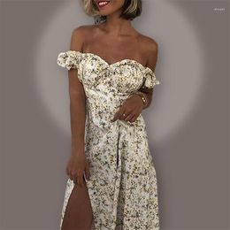 Party Dresses Sexys For Women Summer 2023 Women's Sexy Floral Tube Top High Waist Split Slim Princess Sweetie Dress
