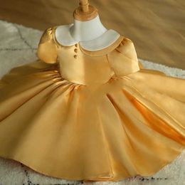 Girl's Dresses Infant Baby Girl Birthday Party Dress Peter-pan Collar Newborn Princess Clothes Toddler Girls Wedding Gown Summer Outfits 6M-15Y