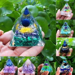 Decorative Figurines 1 Pcs Pyramid Amethyst Peridot Healing Crystal Energy Generator Blanacing Orgonite Pyramide Emf Protection Meditation