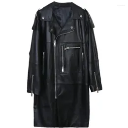 Women's Trench Coats Oversized Black Long Womens Leather Jacket Sleeve Coat