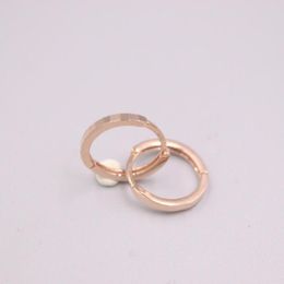 Hoop Earrings Real Pure 18K Rose Gold Gift Smooth Cut Corner 1.2-1.4g For Woman