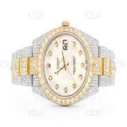 2023WV8D Two Tone Gold Plated Ice Out Natural Diamond Studded Hip Hop Watch Diamond Watch For Men Modern Fas