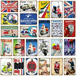 Retro woman car art painting Metal Tin Sign Italian Scooters Vintage Wall Plaque man cave Garage Shop Home Room Decor Motorcycle personalized Poster Size 30X20CM w02