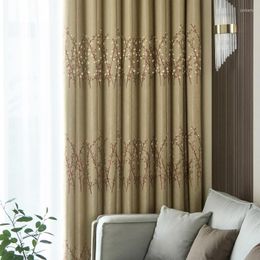 Curtain Modern Blackout Thick Jacquard Curtains For Living Room Bedroom Window American Blue Plant Customised