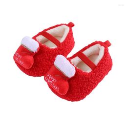 First Walkers Baby Christmas Flat Shoes Soft Sole Non-slip Furry Indoor Outdoor Toddler For Girls Boys