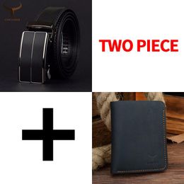Belts Fashion Men Belt And Wallet Set Top Quality Cow Genuine Leather Suit For Male Strap Purse