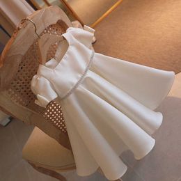 Girl's Dresses Baby Girls First Birthday Party Dresses For Children Princess White Ball Gown Infant Wedding Vestidos Toddler Girl Bow Dress