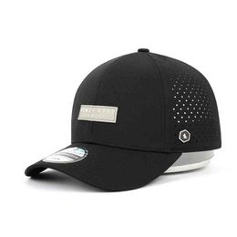 Custom High Quality 6 Panel Quick Dry Polyter Melin Baseball Cap Men Fashion Pvc Patch Laser Cut Hole Perforated Dad Hat286Q