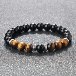 Strand Trendy Personalized Bracelet Men Natural Tiger Eye Stone Hematite Beaded Wristband Women Tibetan Buddha Yoga Prayer Jewelry Gift