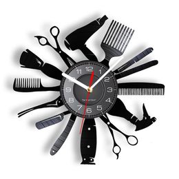 Wall Clocks Hairdressing Tools Color Changing Wall Light Clock Hair Salon Barber Shop Decor Contemporary Wall Watch Gift For Hairdressers 230303