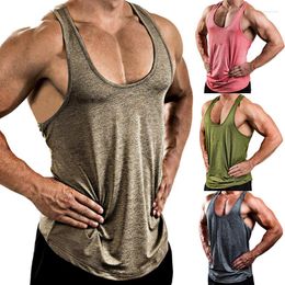 Men's Tank Tops Men Muscle Brothers Men's Solid Colour V-Neck Sleeveless Top T-Shirt Sports Fitness Vest Casual Clothing