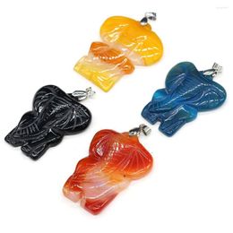 Pendant Necklaces Yachu 1PCS Natural Stone Gem Agate Elephant Crafts For Jewellery MakingDIY Necklace Earring Accessories Gift Decor 38x50mm