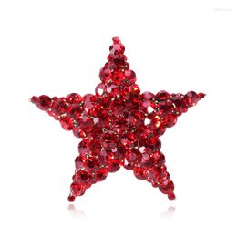 Brooches OI Christmas Brooch Full Red Five-pointed Star Corsage For Women Kids Sweater Bag Hijab Laple Pins Casual Jewellery Year Gifts