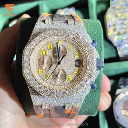 KVF5 2024moid Out Diamond Watch für Männer Hip-Hop Moissanite Schmuck Luxus Date Watch Handmade Mec