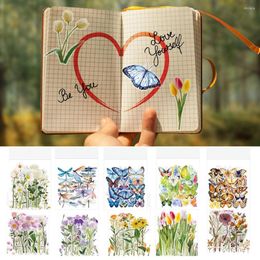 Gift Wrap 40Pcs/Bag Flowers Stickers PET Transparent Decorative Scrapbooking Stick Label Diary Stationery Plant Sticker Accessories