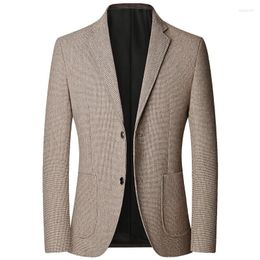 Men's Suits Checked Suit Jacket Men's Spring Autumn Slim Fashion Top Business Casual Single-Breasted Blazer Clothing E828